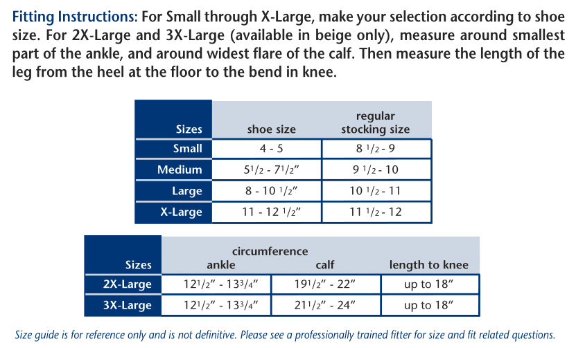 Truform 1774 Size Chart