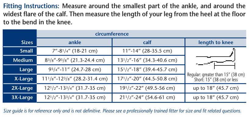Truform 8845s Size Chart